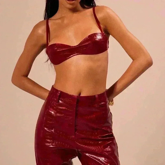 Tops - Burgundy Sexy Women's Snakeskin Corset Bralet Top